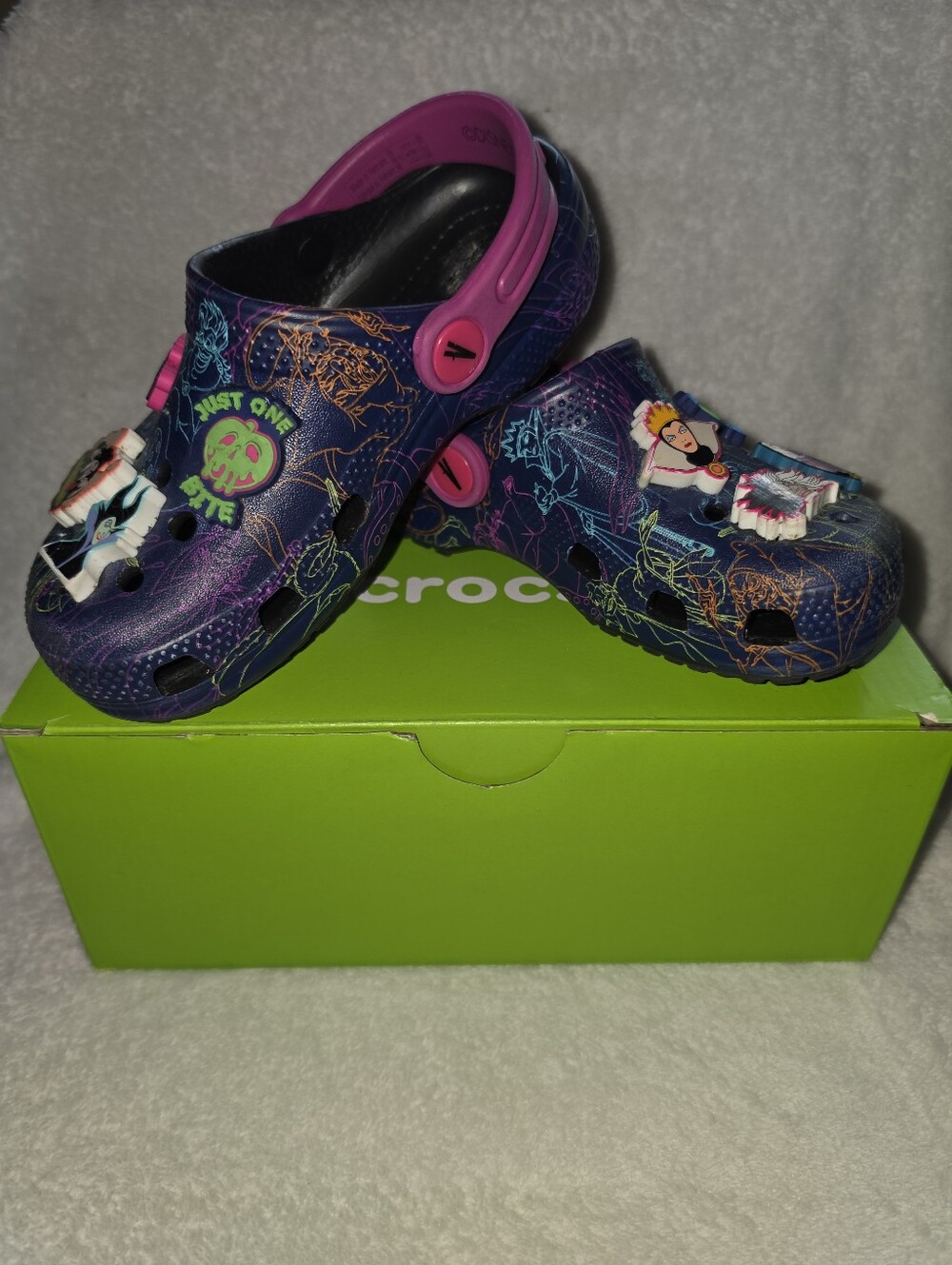Kids Crocs Navy Purple Slip-On Clog with Pink Strap